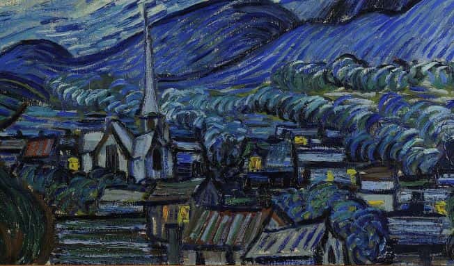 The Town or Village in The Starry Night The Town or Village